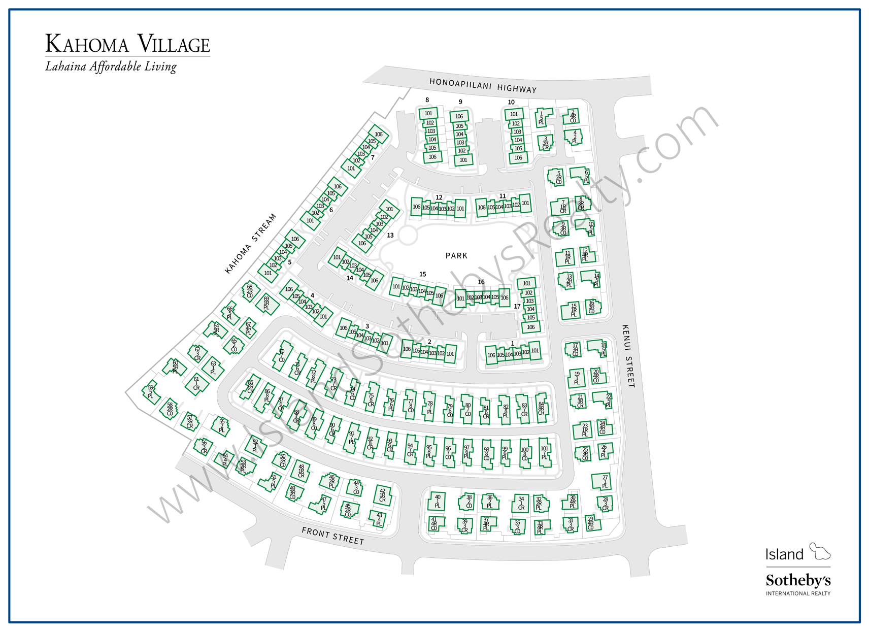 Map of Kahoma Village Maui